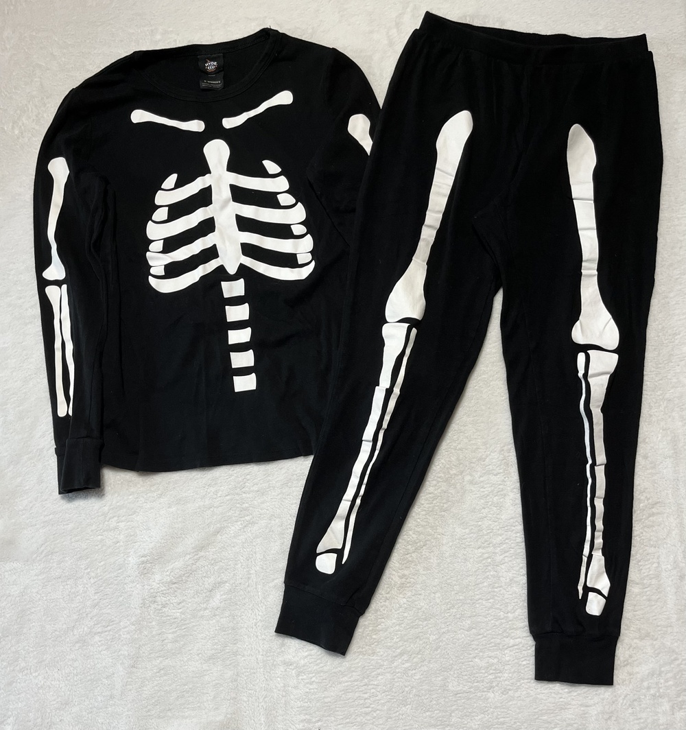 Hyde and Eek Skeleton Pajama Set Womens Small Halloween Sleepwear Bones